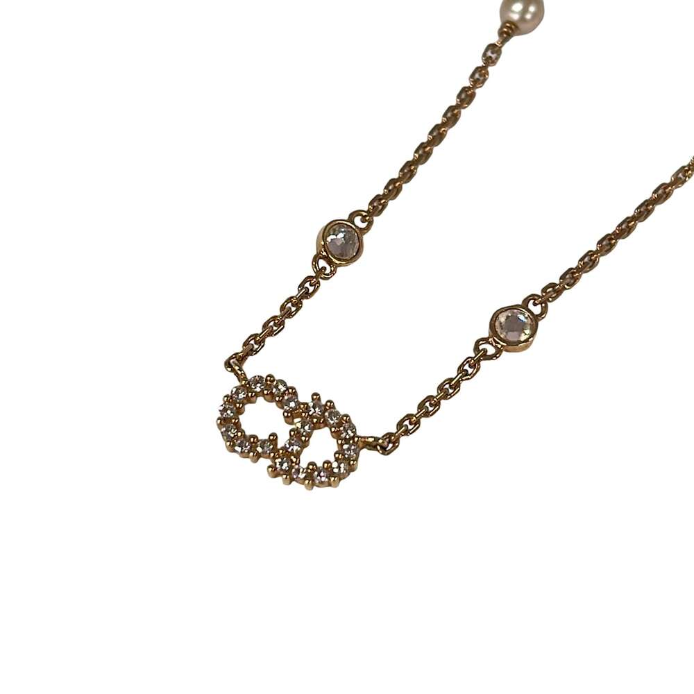 Christian Dior Clair D Lune Necklace Gold Cream Hardware Rhinestones